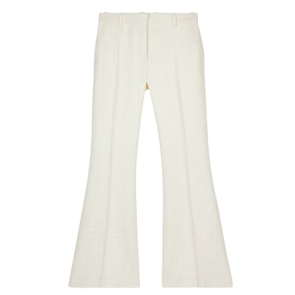 NWT The Kooples Womens High-Waist Flared‎ Suit Trousers Wool Ecru - Picture 10 of 16